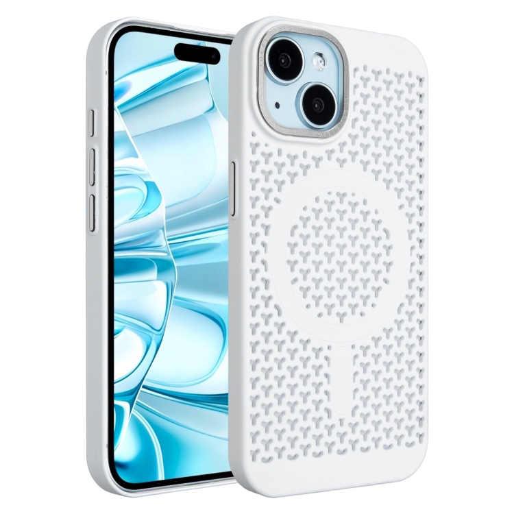 

For iPhone 16 Plus Ice Feeling Cooling MagSafe Magnetic Phone Case(White)