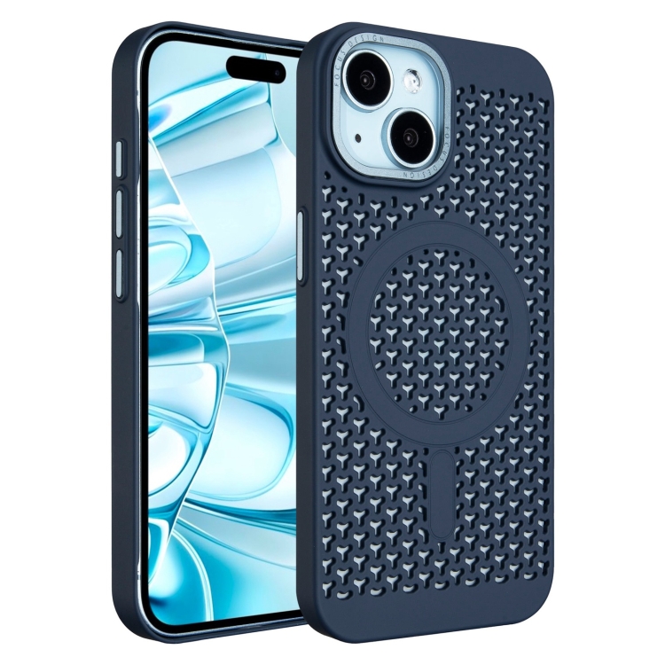 

For iPhone 16 Plus Ice Feeling Cooling MagSafe Magnetic Phone Case(Navy Blue)