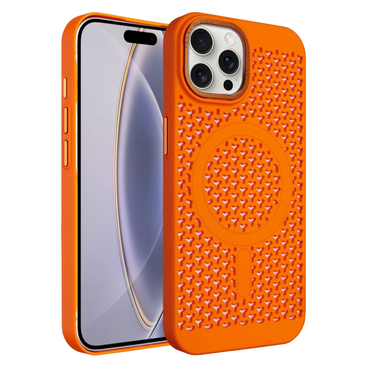 

For iPhone 16 Pro Ice Feeling Cooling MagSafe Magnetic Phone Case(Orange)