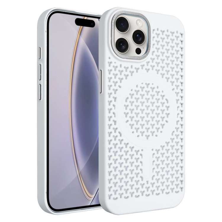 

For iPhone 16 Pro Ice Feeling Cooling MagSafe Magnetic Phone Case(White)