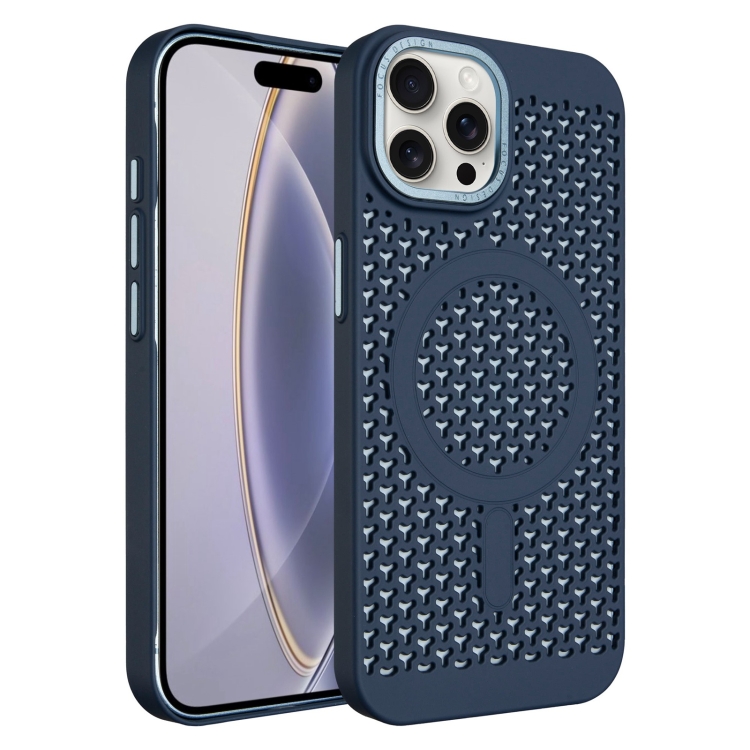 

For iPhone 16 Pro Ice Feeling Cooling MagSafe Magnetic Phone Case(Navy Blue)