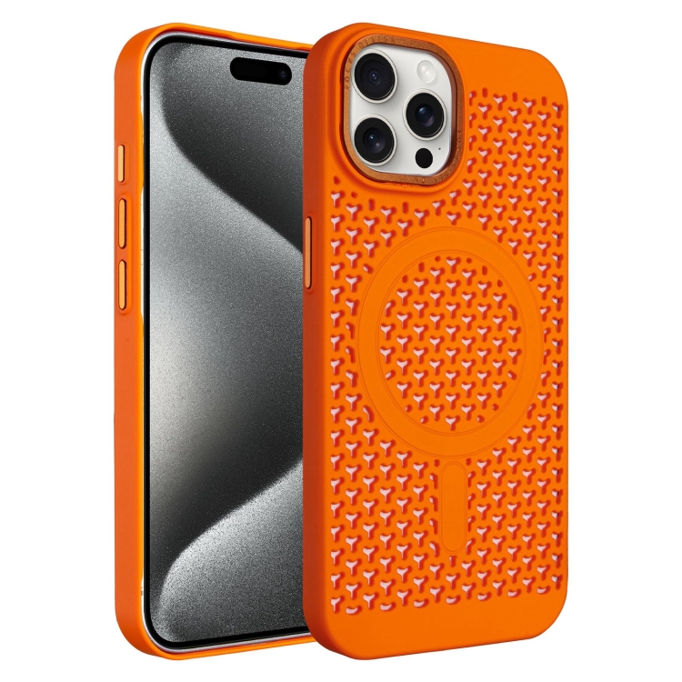 

For iPhone 15 Pro Max Ice Feeling Cooling MagSafe Magnetic Phone Case(Orange)
