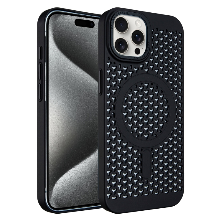 

For iPhone 15 Pro Max Ice Feeling Cooling MagSafe Magnetic Phone Case(Black)
