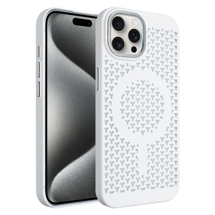 

For iPhone 15 Pro Max Ice Feeling Cooling MagSafe Magnetic Phone Case(White)