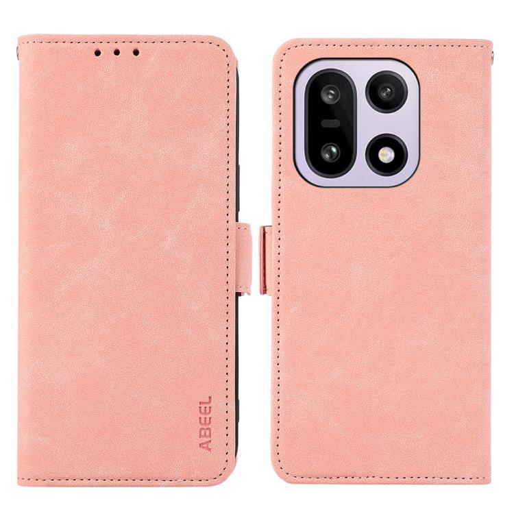 

For OnePlus 15 ABEEL Frosted Magnetic RFID Leather Phone Case(Pink)