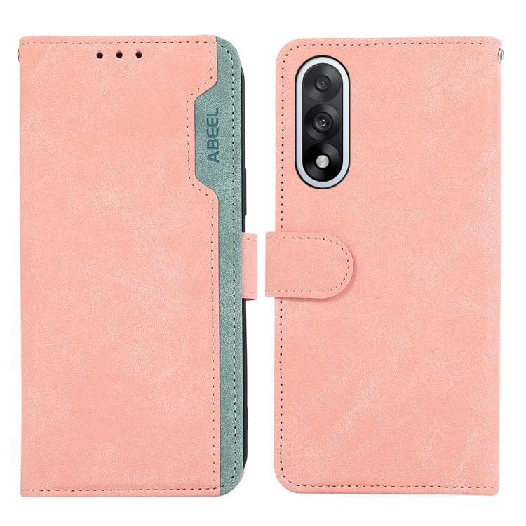 

For OnePlus Nord 5 / Ace 5 Ultra ABEEL Color Block Magnetic RFID Leather Phone Case(Pink-Cyan)
