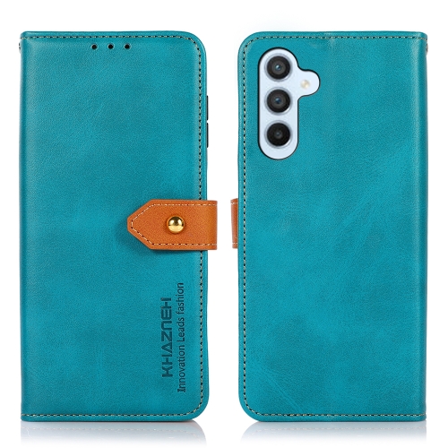 

For Samsung Galaxy A36 5G KHAZNEH Dual-color Cowhide Texture Flip Leather Phone Case(Blue)