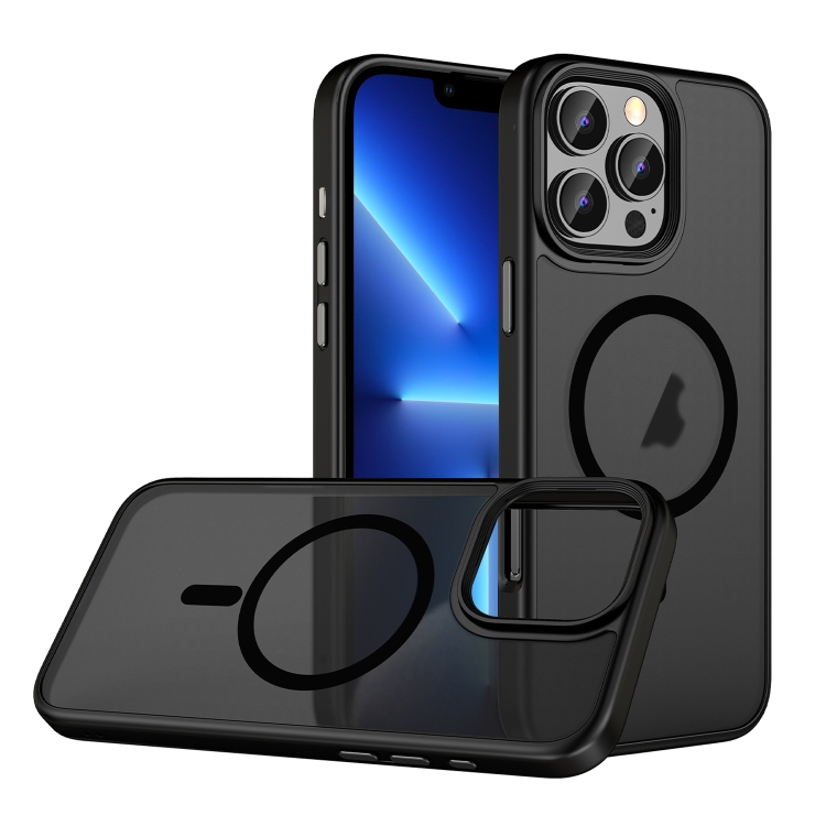 

For iPhone 13 Pro Skin Feel Frosted MagSafe Magnetic Phone Case(Transparent Black)