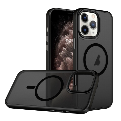 

For iPhone 11 Pro Max Skin Feel Frosted MagSafe Magnetic Phone Case(Transparent Black)