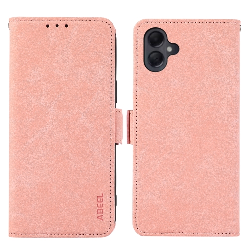 

For Samsung Galaxy A06 4G ABEEL Frosted Magnetic RFID Leather Phone Case(Pink)