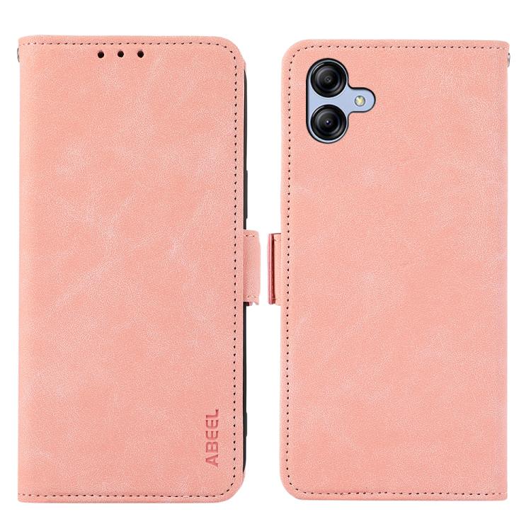 

For Samsung Galaxy A07 5G ABEEL Frosted Magnetic RFID Leather Phone Case(Pink)