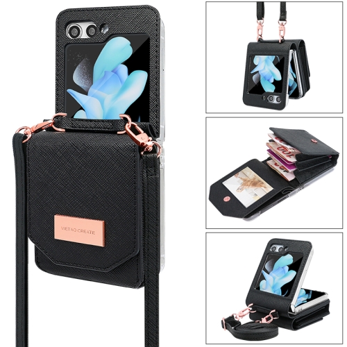 

For Samsung Galaxy Z Flip6 VIETAO Portable Organ Style Wallet PU Phone Case(Black)