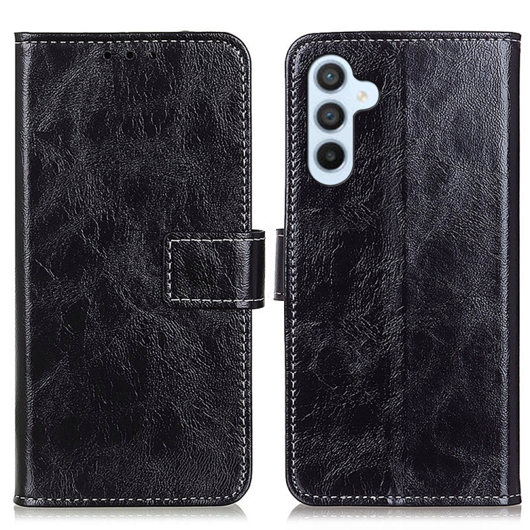 

For Samsung Galaxy A36 5G Retro Crazy Horse Texture Leather Phone Case(Black)