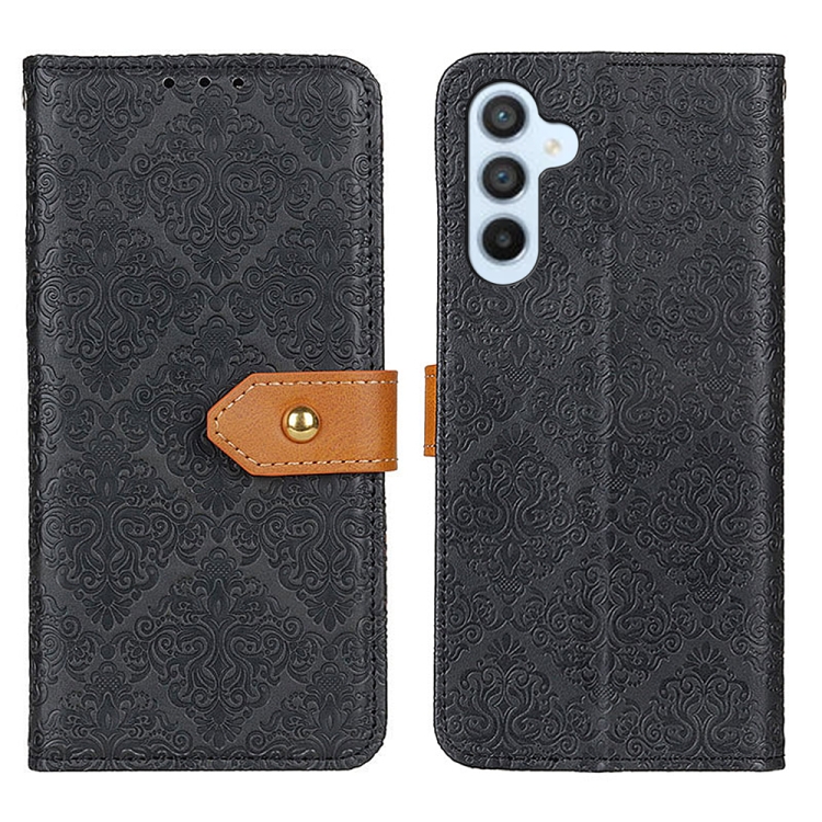 

For Samsung Galaxy A16 5G European Floral Embossed Leather Phone Case(Black)