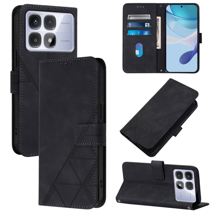 

For Redmi K70 Ultra 5G Global Crossbody 3D Embossed Flip Leather Phone Case(Black)