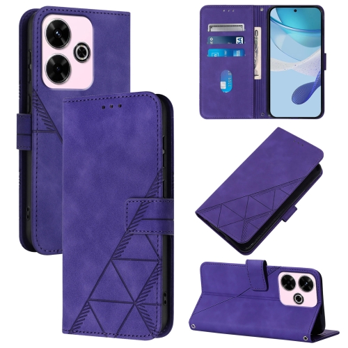 

For Redmi 13 4G / Note 13R Crossbody 3D Embossed Flip Leather Phone Case(Purple)