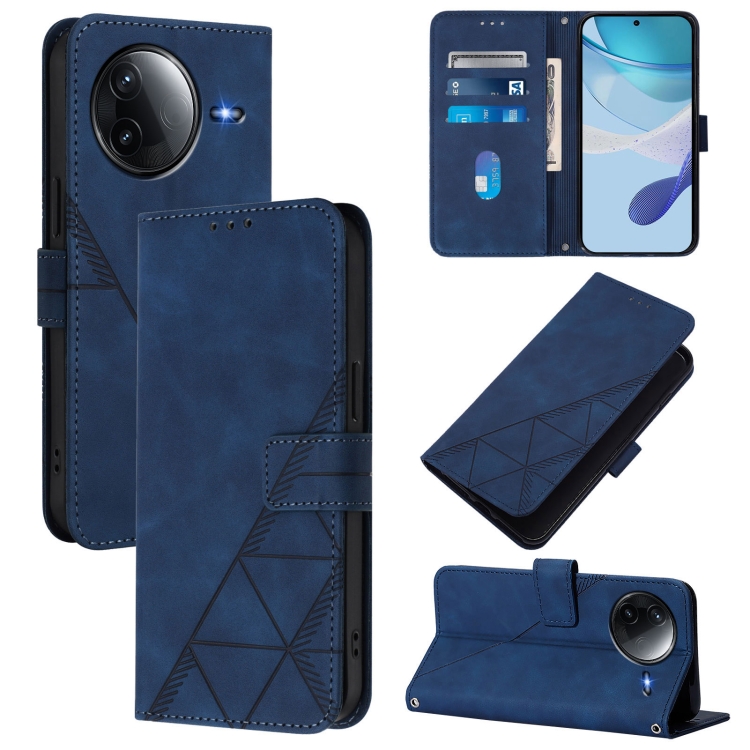 

For Redmi K80 / K80 Pro Crossbody 3D Embossed Flip Leather Phone Case(Blue)