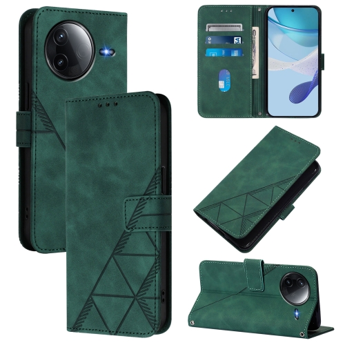 

For Redmi K80 / K80 Pro Crossbody 3D Embossed Flip Leather Phone Case(Green)