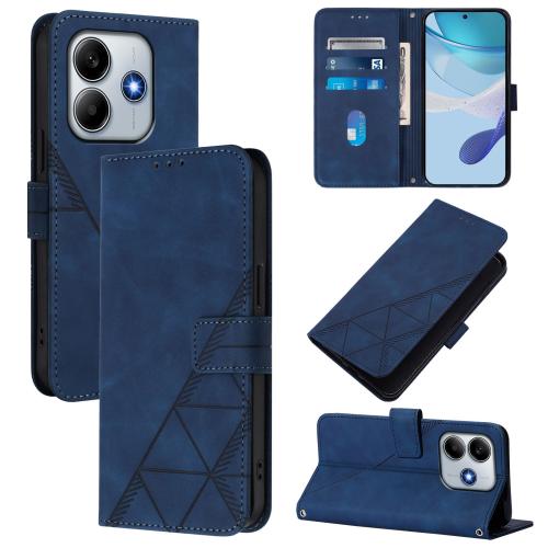 

For Redmi Note 14 4G 163.25mm Crossbody 3D Embossed Flip Leather Phone Case(Blue)