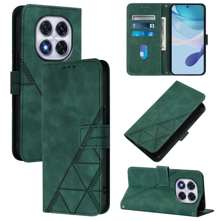 

For Redmi Note 14 Pro 4G Crossbody 3D Embossed Flip Leather Phone Case(Green)