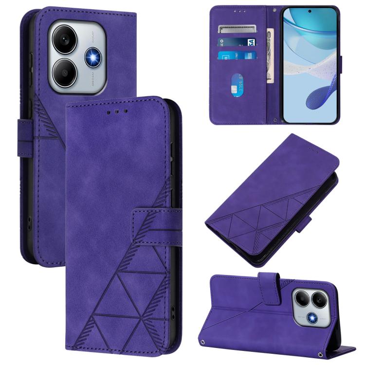 

For Redmi Note 14 5G Global Crossbody 3D Embossed Flip Leather Phone Case(Purple)