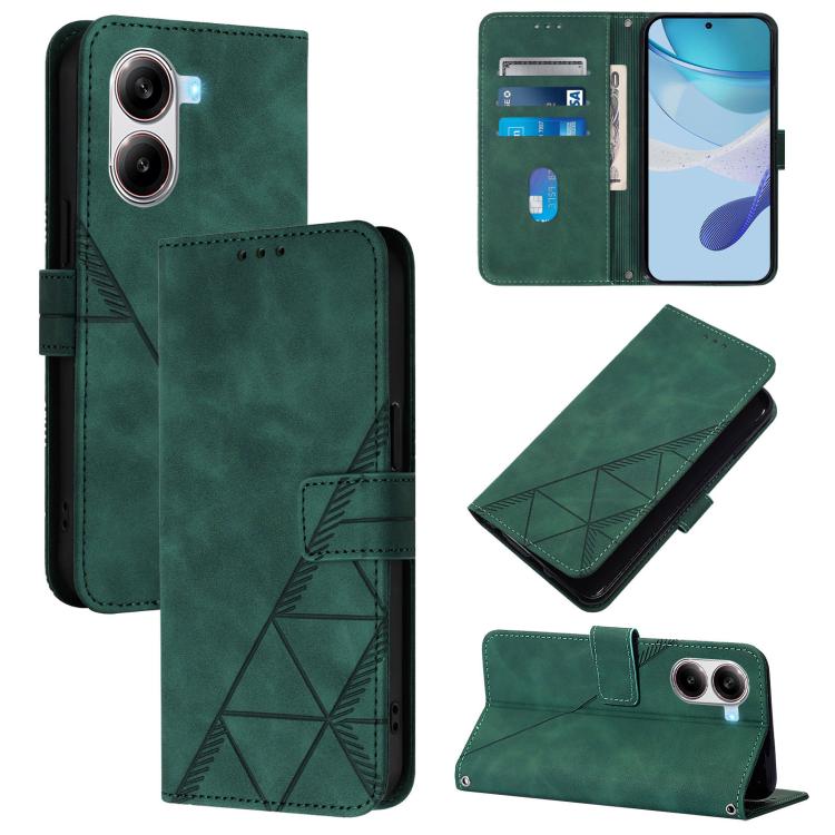 

For Redmi Turbo 4 Crossbody 3D Embossed Flip Leather Phone Case(Green)