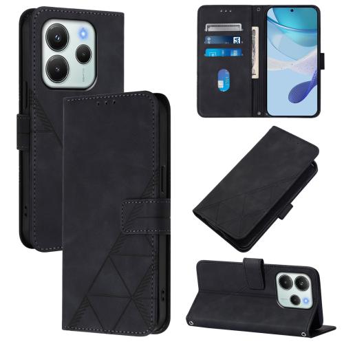 

For Redmi Note 14 4G EU 164.84mm Crossbody 3D Embossed Flip Leather Phone Case(Black)