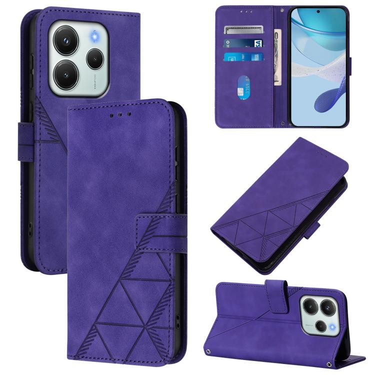 

For Redmi Note 14 4G EU 164.84mm Crossbody 3D Embossed Flip Leather Phone Case(Purple)