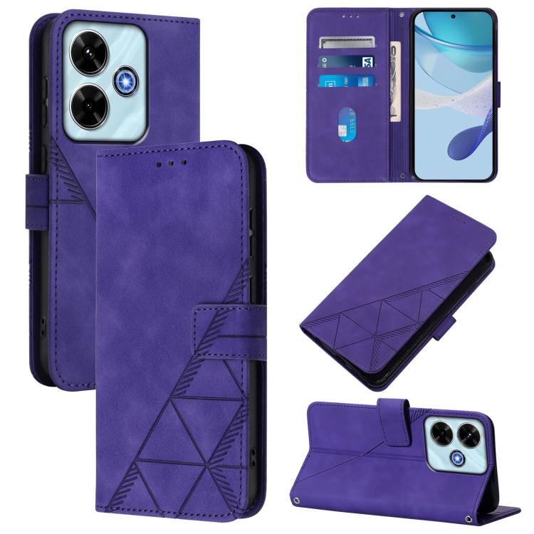 

For Redmi 13X 4G / 13 4G Global Crossbody 3D Embossed Flip Leather Phone Case(Purple)
