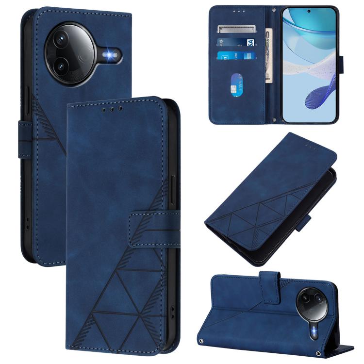 

For Redmi K80 5G / K80 Pro 5G Crossbody 3D Embossed Flip Leather Phone Case(Blue)