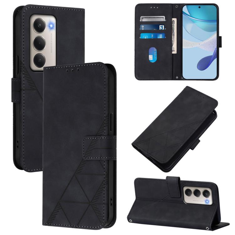 

For Redmi 15 5G / 4G EU 171mm Crossbody 3D Embossed Flip Leather Phone Case(Black)