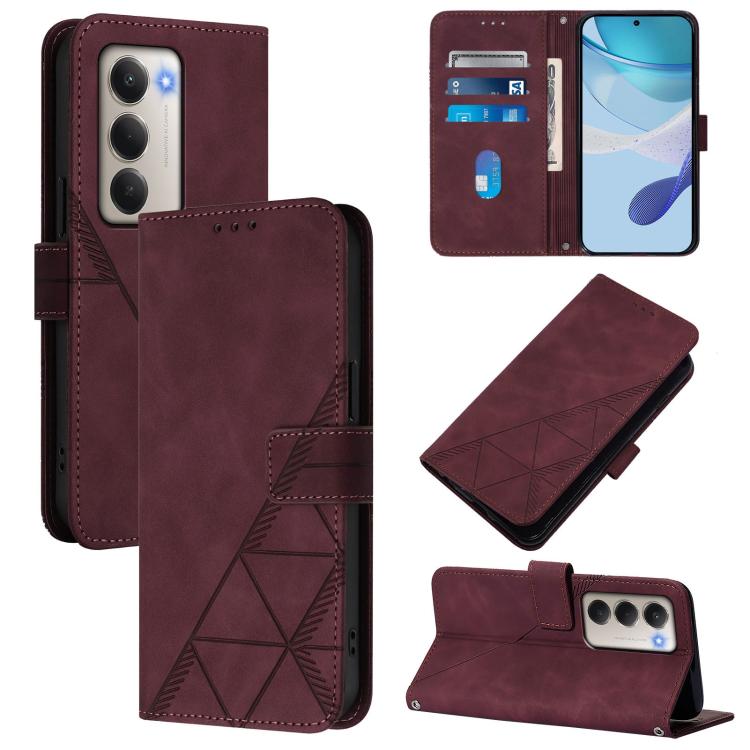 

For Redmi 15 5G / 4G EU 171mm Crossbody 3D Embossed Flip Leather Phone Case(Wine Red)