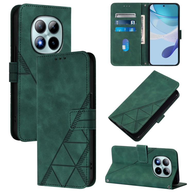 

For Redmi Note 15 Pro+ 5G Global 163.3mm Crossbody 3D Embossed Flip Leather Phone Case(Green)