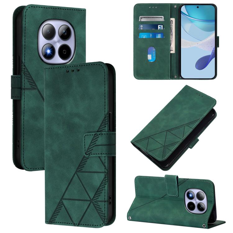

For Redmi Note 15 Pro 5G Global 163.6mm Crossbody 3D Embossed Flip Leather Phone Case(Green)