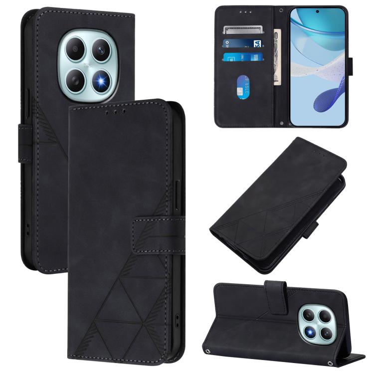 

For Redmi Note 15 5G Global 164mm Crossbody 3D Embossed Flip Leather Phone Case(Black)