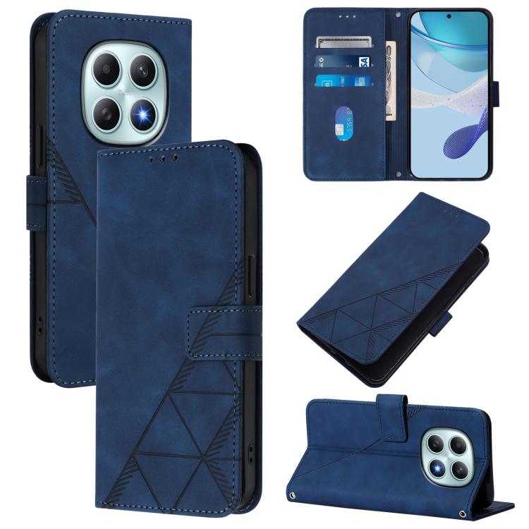 

For Redmi Note 15 5G Global 164mm Crossbody 3D Embossed Flip Leather Phone Case(Blue)