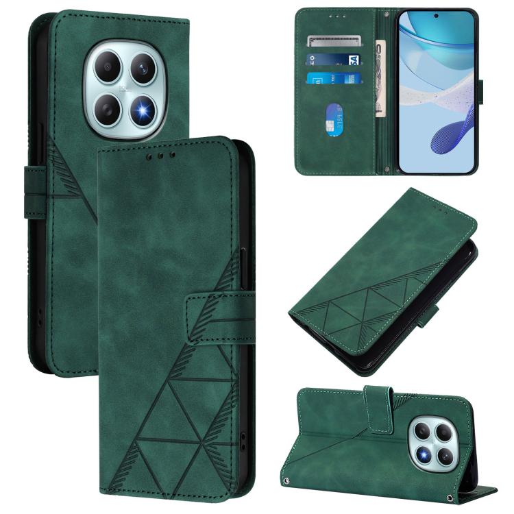 

For Redmi Note 15 5G Global 164mm Crossbody 3D Embossed Flip Leather Phone Case(Green)