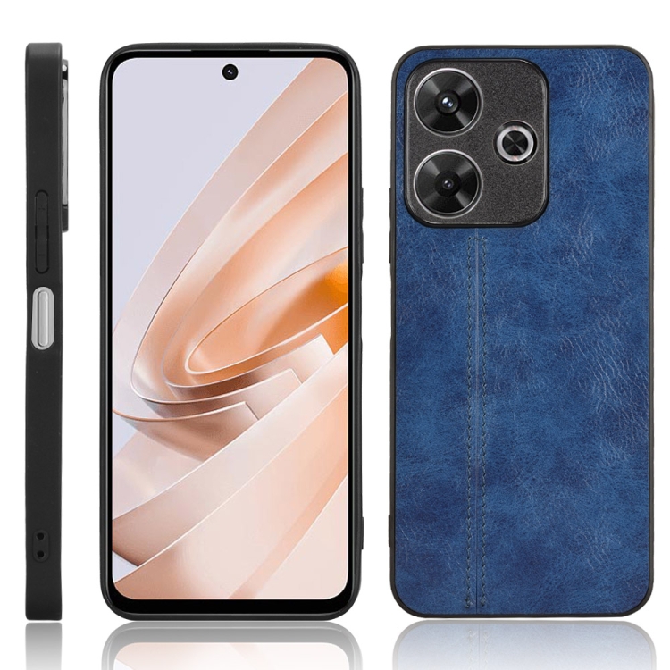 

For Redmi 13 4G / Redmi Note 13R 5G Cow Pattern Sewing Back Cover Phone Case(Blue)