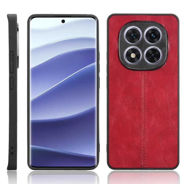 

For Redmi Note 14 Pro 5G Cow Pattern Sewing Back Cover Phone Case(Red)