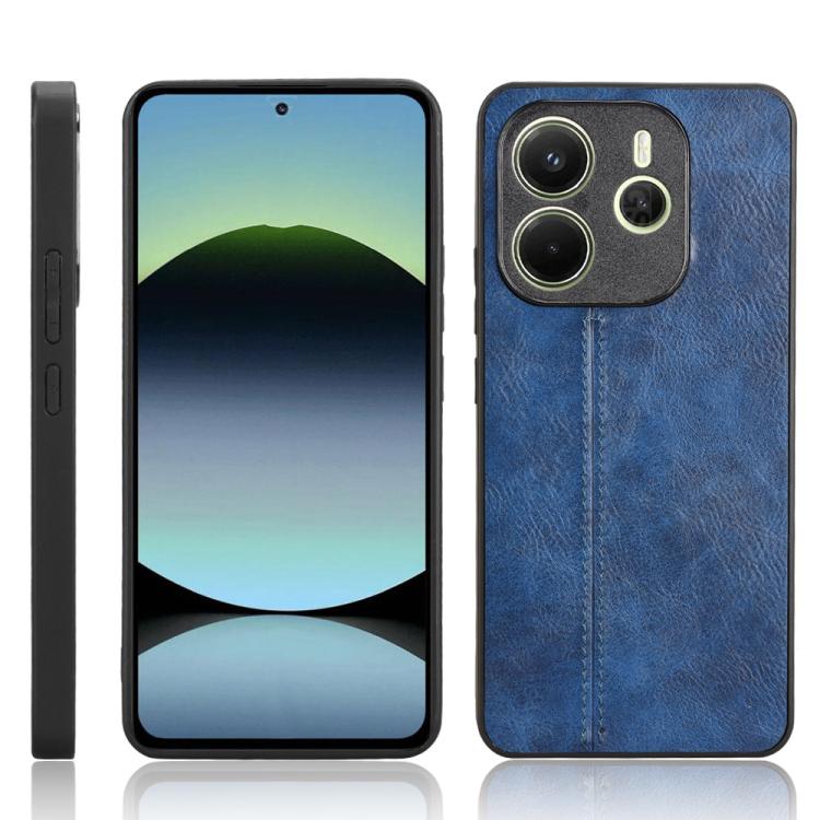 

For Redmi Note 14 4G 163.25mm Cow Pattern Sewing Back Cover Phone Case(Blue)