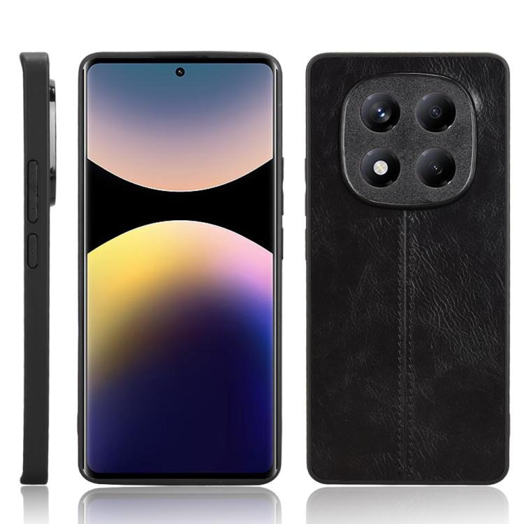 

For Redmi Note 14 Pro 4G Cow Pattern Sewing Back Cover Phone Case(Black)