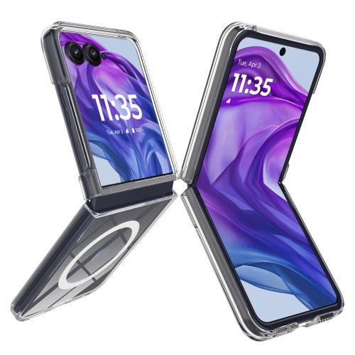 

For Motorola Razr+ 2025 Scratchproof PC Transparent MagSafe Phone Case(Transparent)