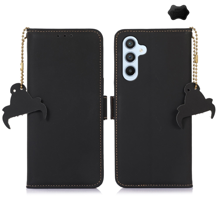 

For Samsung Galaxy A16 5G Genuine Leather Magnetic RFID Leather Phone Case(Black)