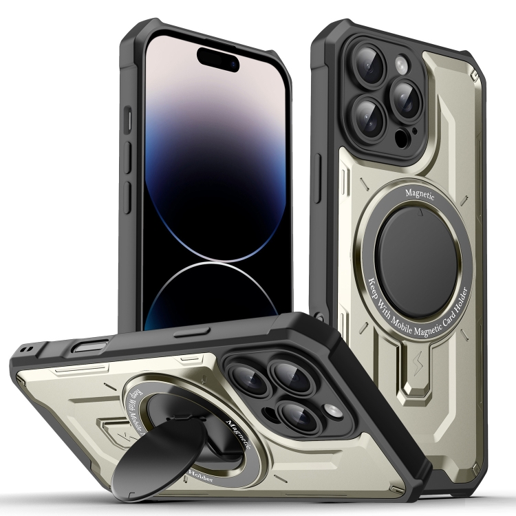 

For iPhone 14 Pro Invisible Bracket MagSafe Magnetic Phone Case(Titanium Gray)