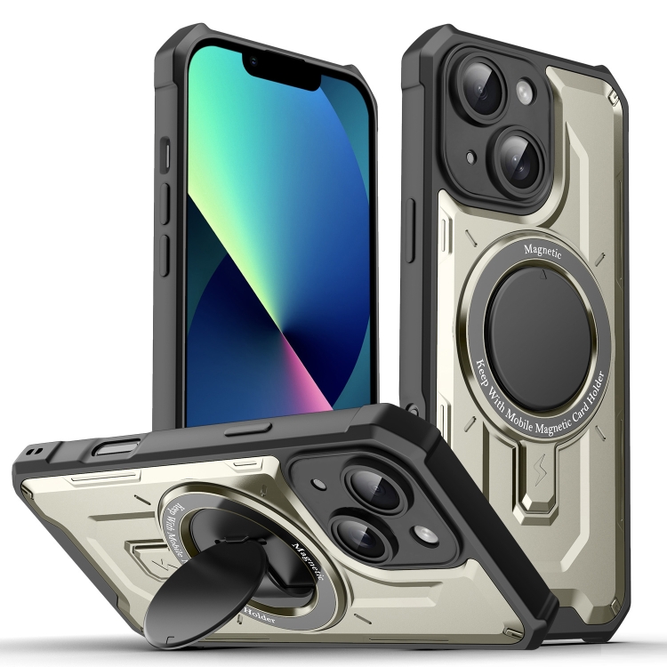 

For iPhone 13 Invisible Bracket MagSafe Magnetic Phone Case(Titanium Gray)