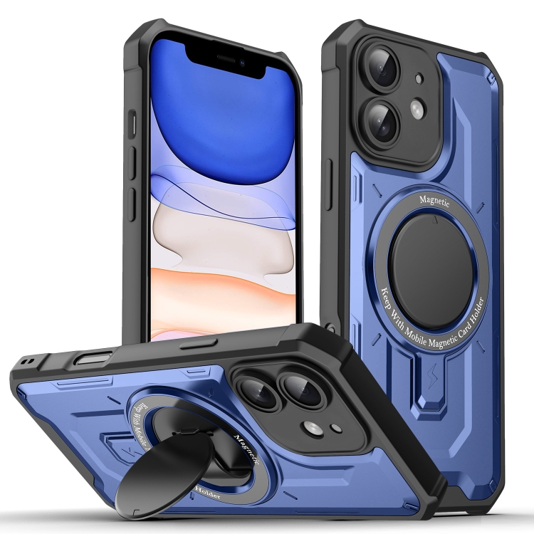 

For iPhone 11 Invisible Bracket MagSafe Magnetic Phone Case(Blue)