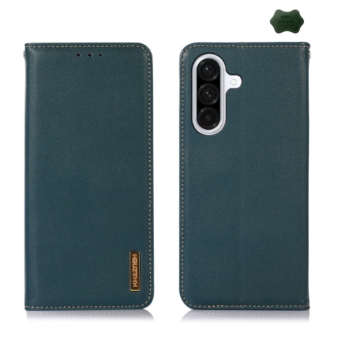 

For Samsung Galaxy A56 5G KHAZNEH Nappa Top Layer Cowhide Leather Phone Case(Green)