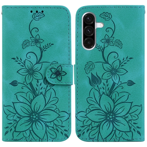 

For Samsung Galaxy A36 5G / A56 5G Lily Embossed Leather Phone Case(Green)