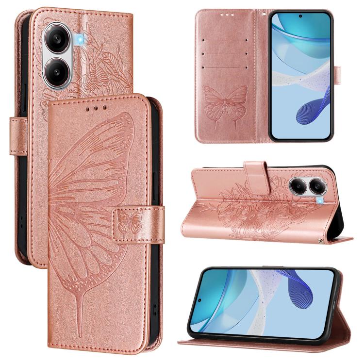 

For Redmi Turbo 4 Embossed Butterfly Leather Phone Case(Rose Gold)