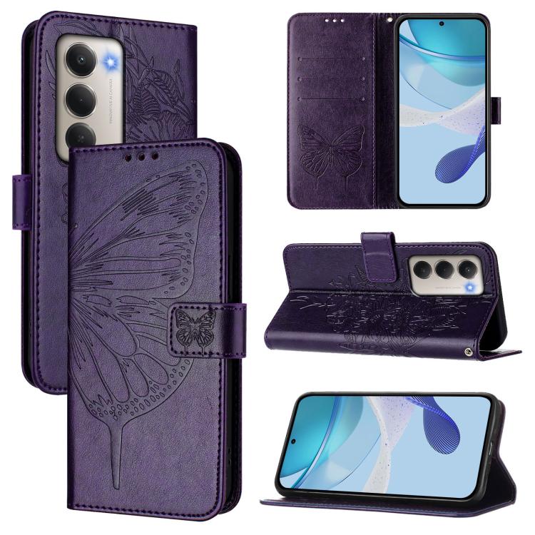 

For Redmi 15 5G Global / 15 4G SEA Embossed Butterfly Leather Phone Case(Dark Purple)